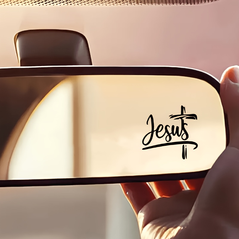 Laptop Accessories Aesthetic - Jesus-Kreuz Auto-Rückspiegel Vinyl-Aufkleber Selbstklebender Langlebiger Aufkleber
