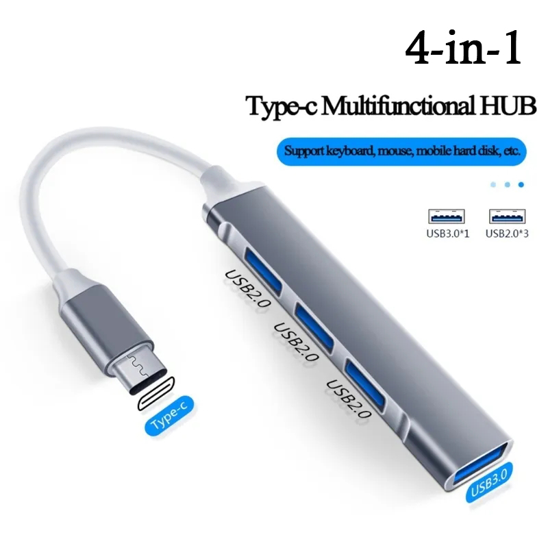 Laptop Accessories For Programmers - 4-in-1 USB C HUB 3.0 Typ