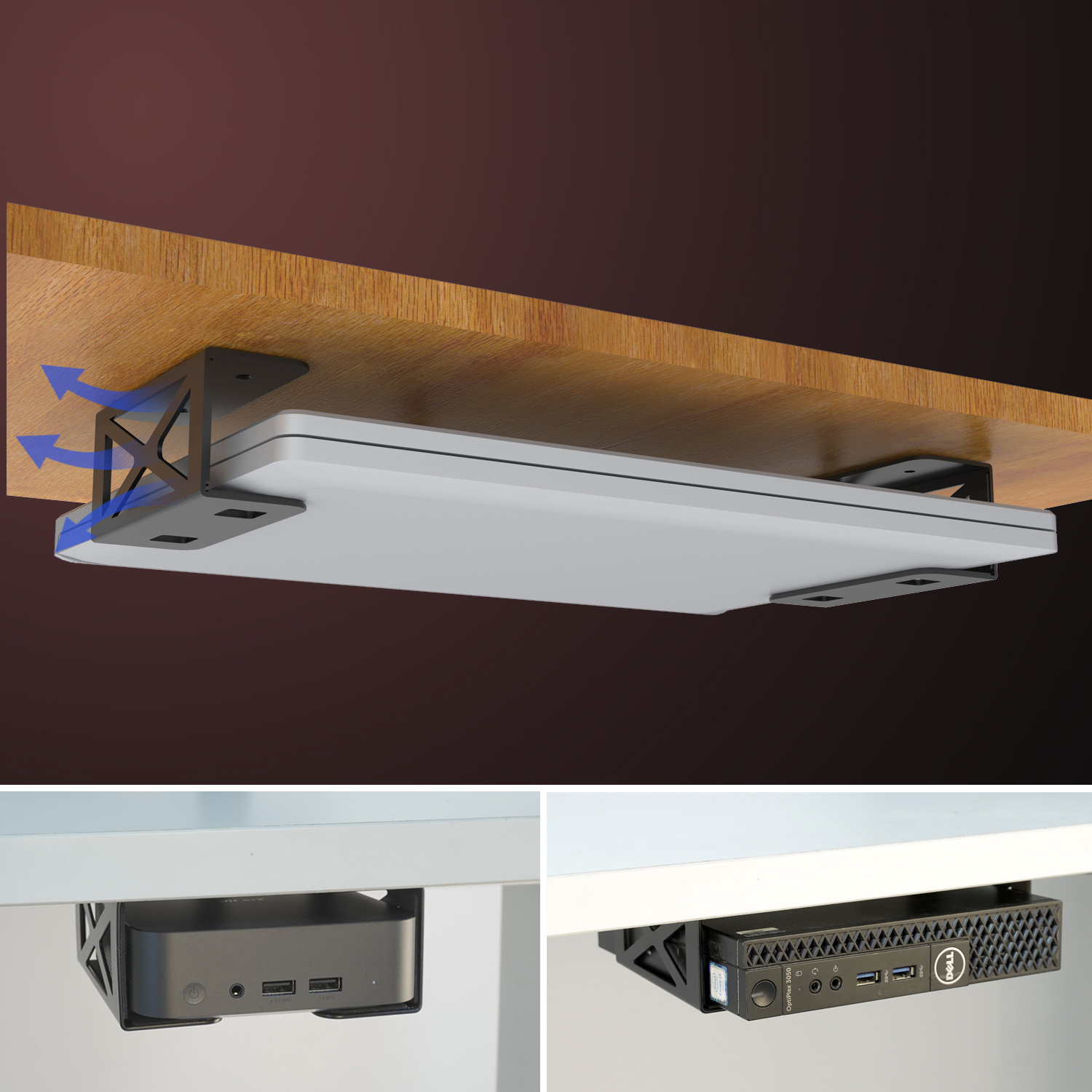 Laptop Accessories Organizer - Unter dem Schreibtisch Laptop/Mini-PC-Aufbewahrungshalterung, CPU-Halterung, kompatibel