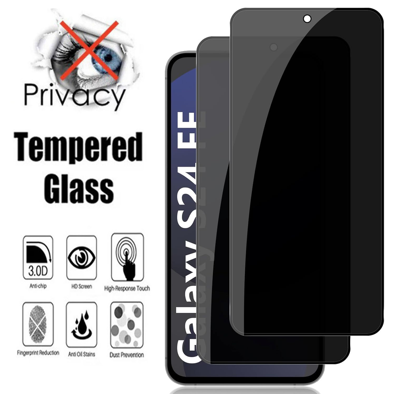 Privacy Screen Filter - 2 Stück Anti-Spy-Glas für Samsung Galaxy